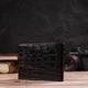 Фактурний чоловічий гаманець з натуральної шкіри з тисненням під крокодила CANPELLINI 21747 Чорний - зображення 7
