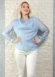 Блуза з драпірованим overlay-шаром блакитна Top Win S-L 14-403 - изображение 3