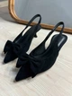 Туфли женские Meideli 2051-12 slingback лодочки с бантом на каблуке 36 черные - изображение 1