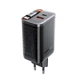 Адаптер мережевий ACEFAST PD GaN charger with retractable cable A111 |2USB-C/1USB-A, 67W/4.5A| Black - зображення 1