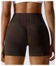 Спортивные женские короткие шорты Soft SQ с перекрестным поясом и эффектом push up для фитнеса, йоги, танцев Бесшовные с утяжкой Однотонные XS-S Темный шоколад (SQSH03S) - изображение 4