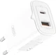 Мережевий зарядний пристрій XO L130 PD30W/QC18W (1USB-C+1USB-A) Fast Chargers with Type-C cable White (XO-L130+C) - зображення 1