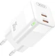 Мережевий зарядний пристрій XO CE07 Dual PD 35W GaN lamp display fast Charger White (XO-CE07) - зображення 1