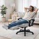 Геймерское кресло из ткани ThroneX linen 005 с массажной подушкой, подножкой, до 130 кг, светло-серое с графитом - изображение 7