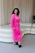 Халат длинный женский велюровый на запах р 3XL розовый (722-малина) - изображение 5