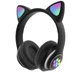 Наушники с ушками Bluetooth Cat Ear VZV-23M черные подсветка ушек и лапок - изображение 1