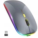 Бездротова акумуляторна RGB мишка беспроводная Grey, Bluetooth 5.1 WiFi 2.4 DPI 800/1200/1600, перезаряджається - зображення 1