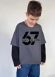 Подростоковый лонгслив для мальчика Спиногрыз Six seven цифры СПИ-09267 графит с черным 140 см - изображение 1