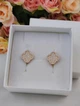 Серебряные серьги 925 пробы в стиле Van Cleef (Ван Клиф) клевер с белыми камушками (ЛПЧ-4021б) - изображение 3