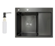 Кухонна мийка чаша зліва H6350BR PVD вбудована 3.0/1.0 мм Black, 630х500/215 мм, Lidz - зображення 1