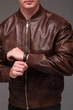 Чоловіча куртка - бомбер шкіряний коричневий 2XL 2410 - зображення 4