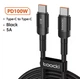 USB кабель для зарядки и передачи данных телефона, ноутбука: Type C to Type C 2 метра, 100 Вт, 5A - изображение 5