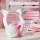 Детские беспроводные наушники Onikuma с кошачьими ушками, RGB подсветкой и микрофоном Игровая гарнитура с ушками Розовые - изображение 3