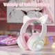 Детские беспроводные наушники Onikuma с кошачьими ушками, RGB подсветкой и микрофоном Игровая гарнитура с ушками Розовые - изображение 5