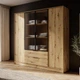 Гардеробна / шафа для одягу Perfect Home Келлі / Kelly 4DRM 4-дверна з центральними прозорими дверцятами та додатковими полицями Дуб артизан (PFH-091897) - зображення 1