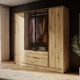 Гардеробна / шафа для одягу Perfect Home Келлі / Kelly 4DRM 4-дверна з центральними прозорими дверцятами та реєю Дуб артизан (PFH-091893) - зображення 1