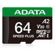 Карта пам'яті microSDXC (UHS-1 U3) A-DATA SPEED PLUS 64Gb Class 10 V30 A2 (R-160Mb/s W140Mb/s) (adapter SD) (UD64GUI3V30A2SP-RA1) - изображение 3