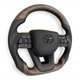 Анатомічне кермо з подушкою зі шкіри для Toyota Land Cruiser 200, Prado 150. Без підігріву. Коричневе дерево. Чорний логотип. - зображення 2