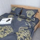 Постільна білизна KoTetextile бязь голд євро 200-220 см 50-70 2шт з резинкою версаче темно-сірий - зображення 4