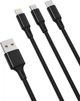 Кабель XO NB173 3 IN 1 USB cable 1.2 м Black (XO-NB173) - изображение 1