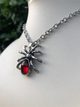 Кулон подвеска Spider паук в виде паука и красного кристалла готическое в стиле панк - изображение 2