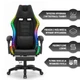 Геймерське крісло Hell's Chair HC-1039 2.0 LED RGB Black тканина - изображение 9