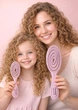 Набор Расчесок Ponette Natural из двух расчесок с гибкими эко зубчиками для легкого распутывания волос Розовая Мама + Дочка - изображение 1