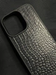 Чохол Pugach TPU+натуральна шкіра (тиснення крокодил) iPhone 13/14 чорний матовий - зображення 2