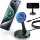 Магнітна бездротова зарядна станція 15W для iPhone 12–17 AirPods 3 Pro підставка з нічною підсвіткою - изображение 6