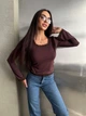 Жіноча базова кофта з мереживом Uaclothes 42-46 Коричневий (like37363-177951360) - зображення 2