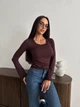 Жіноча базова кофта з мереживом Uaclothes 42-46 Коричневий (like37363-177951360) - зображення 4