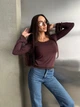 Жіноча базова кофта з мереживом Uaclothes 42-46 Коричневий (like37363-177951360) - зображення 5