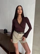 Жіночий лонгслів на запах з мереживом Uaclothes 42-46 Коричневий (like37358-177901360) - изображение 4