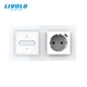 Умный сенсорный проходной диммер с розеткой USB Type-C 18Вт LIVOLO, с заземлением, шторки, белый, стекло - изображение 3