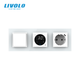 Терморегулятор для теплої підлоги + перехресний вимикач + USB Type-C 18Вт LIVOLO, білий скляний - зображення 3