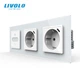 Умный сенсорный диммер LIVOLO с двумя розетками с USB Type-C 18Вт, белый матовий, стекло, 16A 230V, заземление, шторки - изображение 1