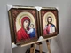 Икона Спаситель и Казанская Богородица в золотистой багетной раме 30х40 см.№223 - изображение 2