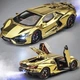 Коллекционная металлическая модель автомобиля Lamborghini Revuelto инерционная со светом, звуком и паром, золотая 1:24 - изображение 1