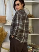 Сорочка oversize в клітинку зі спущеним рукавом на кнопках Innoe 300066-1 р. 46-48 Шоколадний - зображення 5