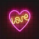 Настольный неоновый светильник "Сердце LOVE" жёлто-розовый на подставке на батарейках/USB 26х28 см - изображение 4
