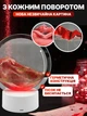 Песочная 3D картина антистресс стеклянная круглая диаметр 16 см, настольная картина-ночник с подсветкой движущийся кварцевый песок красный - изображение 2
