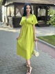 Длинное муслиновое женское платье для полных женщин с коротким рукавом 50-52, Горчичный - изображение 1