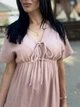 Длинное муслиновое женское платье для полных женщин с коротким рукавом 50-52, Капучино - изображение 2
