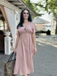 Длинное муслиновое женское платье для полных женщин с коротким рукавом 50-52, Капучино - изображение 6
