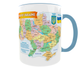 Кружка Карта України Map of Ukraine | Патріотична чашка з областями України | Подарунок 330 мл(блакитна ручка) - зображення 3