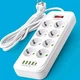 Мережевий подовжувач фільтр резвітлювач D10 5м, LED, 10-220V, 4-USB, 1-PD Type-C mel 7.8 - изображение 3