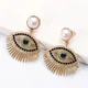 Серьги-подвески Глаз с жемчужиной Evil Eye со стразами золотистые Podarkus BK1116-G - изображение 4
