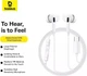 Навушники Type-C з мікрофоном провідні Baseus Enock In-Ear Noise Isolation (Type-C, DAC, 1.1 m). White - зображення 5