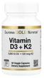 Вітаміни D3 й K2, 60 рослинних капсул California Gold Nutrition - изображение 1