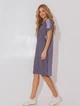 Стильное женское платье oversize из комбинированных тканей коттон петля INNOE 670002-1 короткий рукав Синий р. 46 - изображение 2